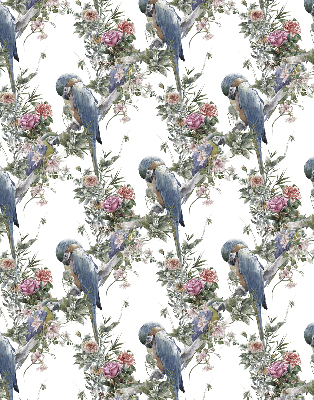 Fabric roller blind for window Parrots on flowers
