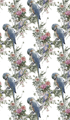 Fabric roller blind for window Parrots on flowers