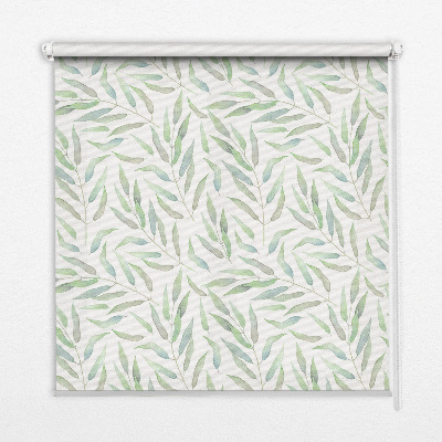 Blackout roller blind green leaves pattern