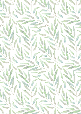 Blackout roller blind green leaves pattern