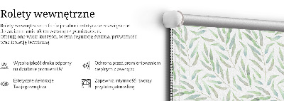 Blackout roller blind green leaves pattern