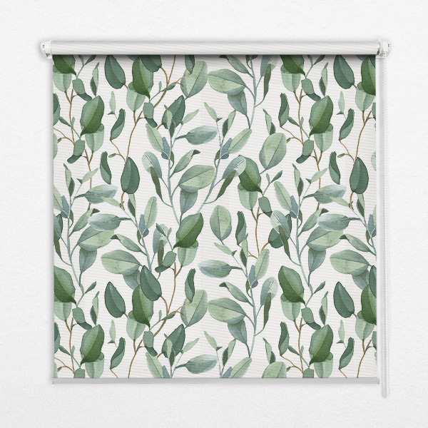 Blackout roller blind for window Leaves on the twigs