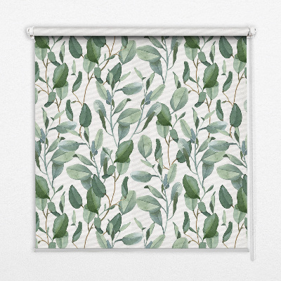 Blackout roller blind for window Leaves on the twigs