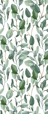 Blackout roller blind with leaves on twigs print