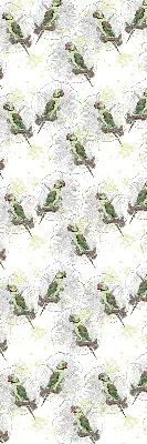 Fabric roller blind for window with parrots on a branch pattern