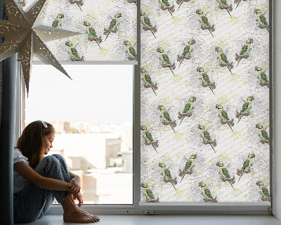Fabric roller blind for window Parrots on a branch