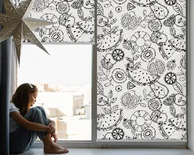 Blackout roller blind drawn fruits print