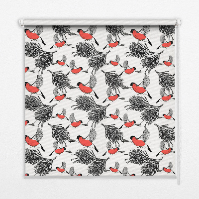 Blackout roller blind Bullfinch birds