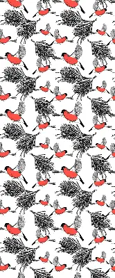 Blackout roller blind with bullfinch bird print