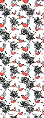Blackout roller blind with bullfinch bird print