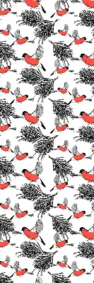 Blackout roller blind with bullfinch bird print