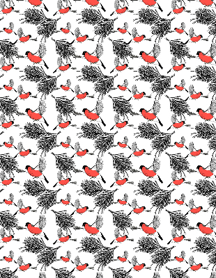 Blackout roller blind Bullfinch birds