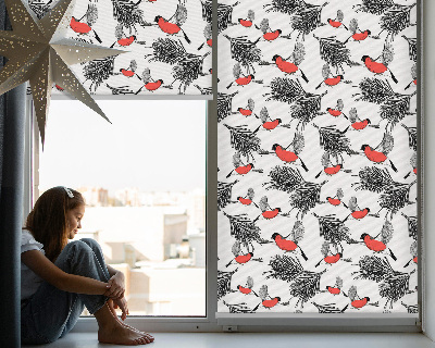 Blackout roller blind Bullfinch birds