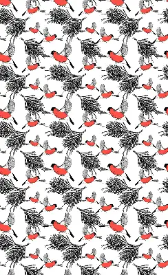 Blackout roller blind with bullfinch bird print