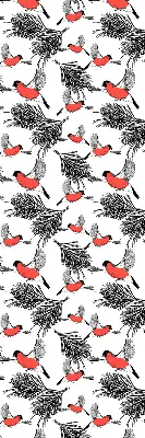 Blackout roller blind with bullfinch bird print