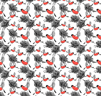 Blackout roller blind Bullfinch birds