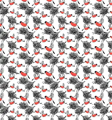 Blackout roller blind with bullfinch bird print