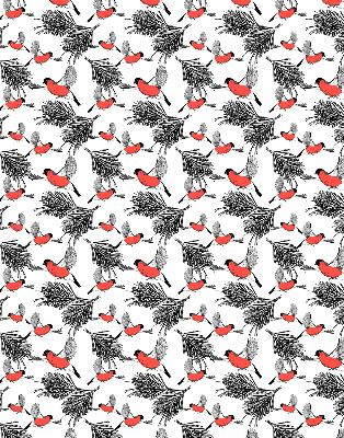 Blackout roller blind Bullfinch birds