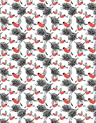 Blackout roller blind with bullfinch bird print
