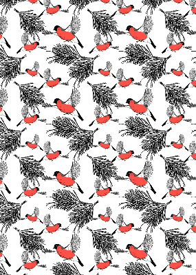 Blackout roller blind Bullfinch birds