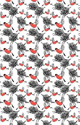 Blackout roller blind with bullfinch bird print