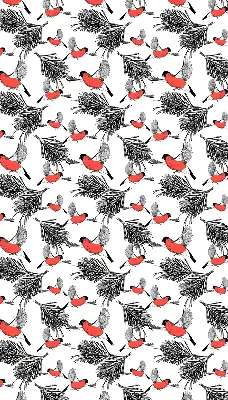 Blackout roller blind with bullfinch bird print