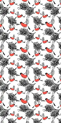 Blackout roller blind with bullfinch bird print