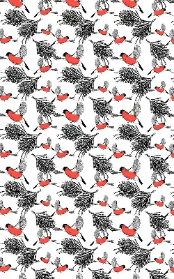 Blackout roller blind with bullfinch bird print