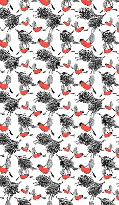 Blackout roller blind with bullfinch bird print