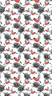 Blackout roller blind with bullfinch bird print