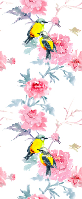 Blackout roller blind for window Birds on flowers