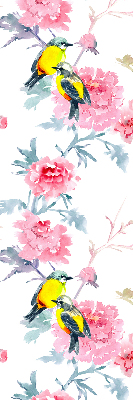 Blackout roller blind for window Birds on flowers