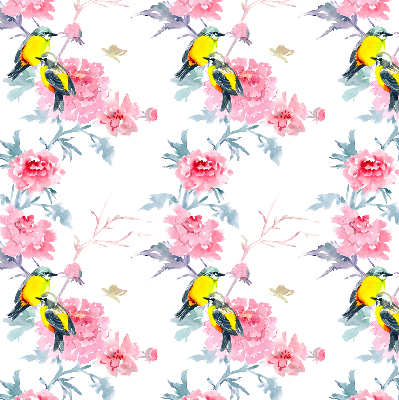 Blackout roller blind for window Birds on flowers