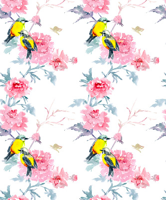 Blackout roller blind for window Birds on flowers