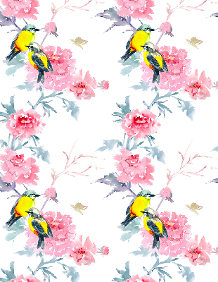 Blackout roller blind for window Birds on flowers