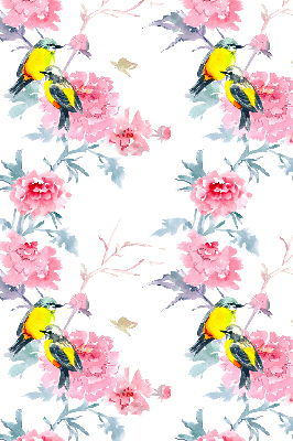 Blackout roller blind for window Birds on flowers