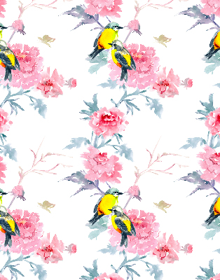 Blackout roller blind for window Birds on flowers