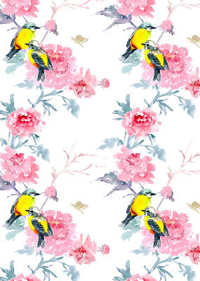 Blackout roller blind for window Birds on flowers