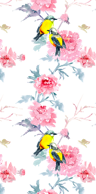 Blackout roller blind for window Birds on flowers