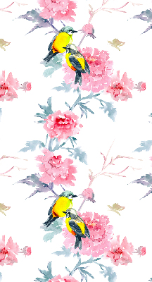 Blackout roller blind for window Birds on flowers