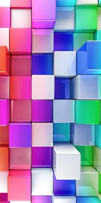 Blackout roller blind for window colorful 3D cubes pattern