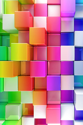 Blackout roller blind for window colorful 3D cubes pattern