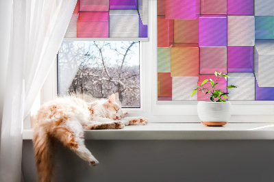 Blackout roller blind for window colorful 3D cubes pattern