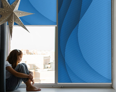 Fabric roller blind for window Blue waves