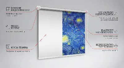 Blackout roller blind painted blue picture design
