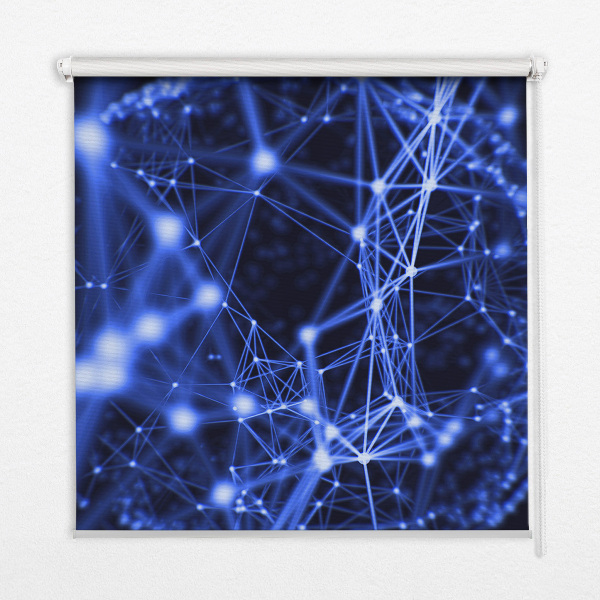 Blackout roller blind Blue dots connected by lines