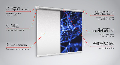 Blackout roller blind Blue dots connected by lines