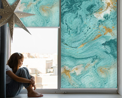 Blackout roller blind for window Turquoise granite