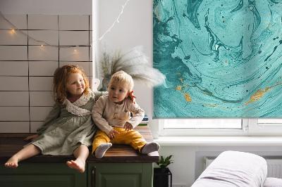 Blackout roller blind for window Turquoise granite