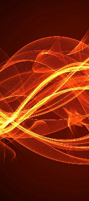 Blackout roller blind with orange abstraction design